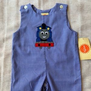 Thomas the Train Blue Gingham Smocked Jon Jon
